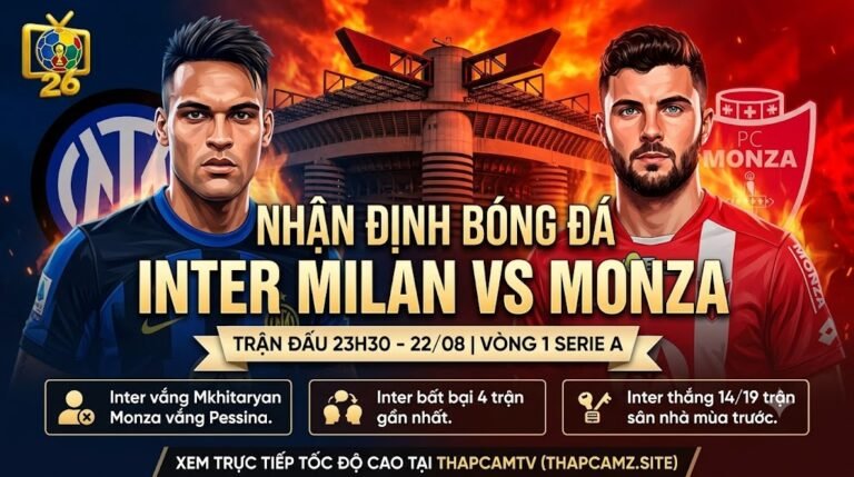 Ảnh bìa nhận định bóng đá trận Inter Milan vs Monza vòng 1 Serie A ngày 22/08/2026 với Lautaro Martinez và Patrick Cutrone trên ThapcamTV.